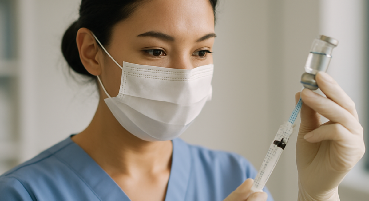 Medical professional preparing a peptide therapy injection